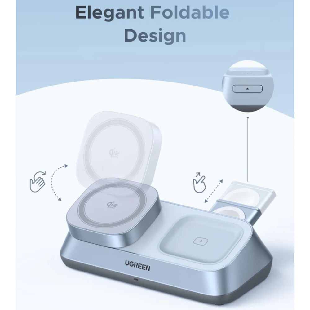 UGREEN MagFlow 3-in-1 Magnetic Wireless Charger Qi2 Premiun W711 55678