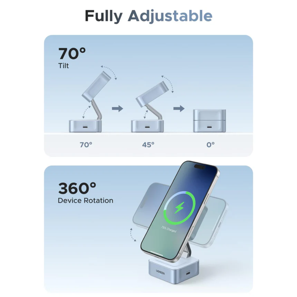 UGREEN MagFlow 2-in-1 Magnetic Wireless Charger Qi2 W752 55960B