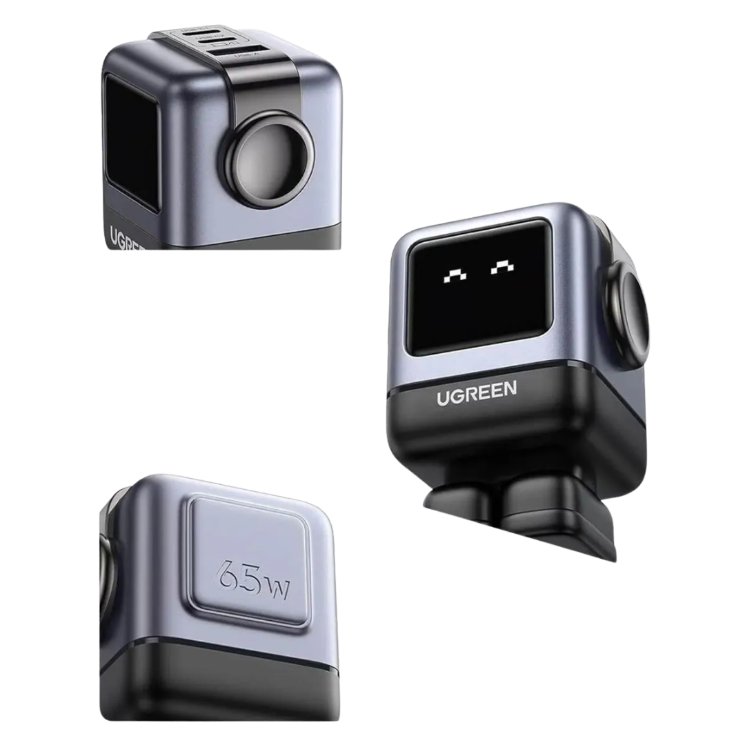 UGREEN Cargador Robot 65W (3 Puertos: 2USB-C + 1USB-A)