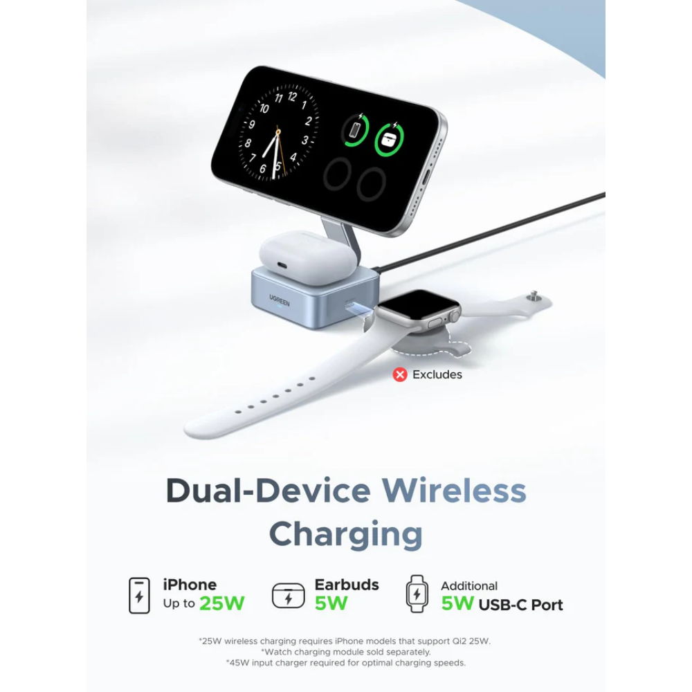 UGREEN MagFlow 2-in-1 Magnetic Wireless Charger Qi2