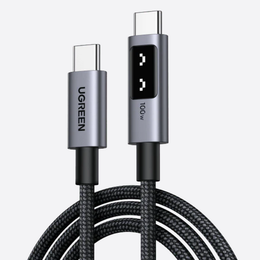 UGREEN USB-C a USB-C 100W – Cable Trenzado con Indicador de Carga