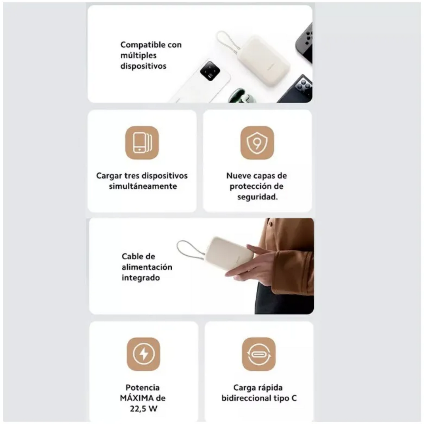 Xiaomi Power Bank 10000mAh (Integrated Cable)