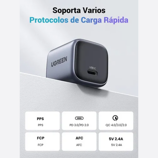 Cubo + Cable UGREEN 30w- Carga Rápida