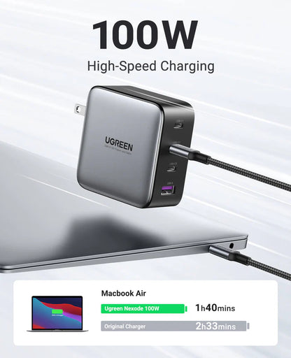 UGREEN Nexode 100W GaN | Cargador Rápido con 3 USB-C + 1 USB-A