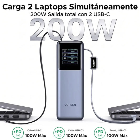 Cargador Portátil UGREEN Nexode Pro 25000mAh | 200W PB728 (75702B)